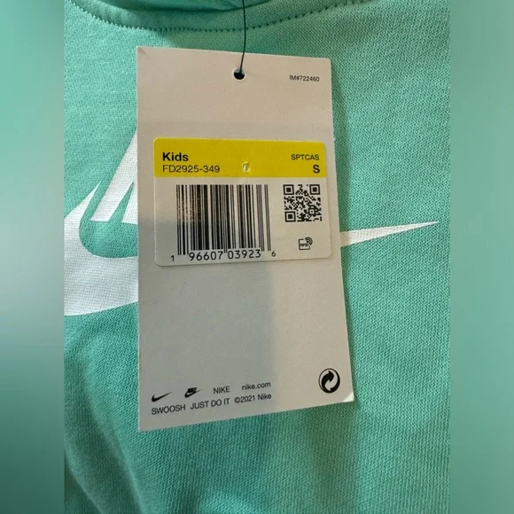 Girls turquoise Nike cropped hooded sweatshirt - Picture 3 of 3
